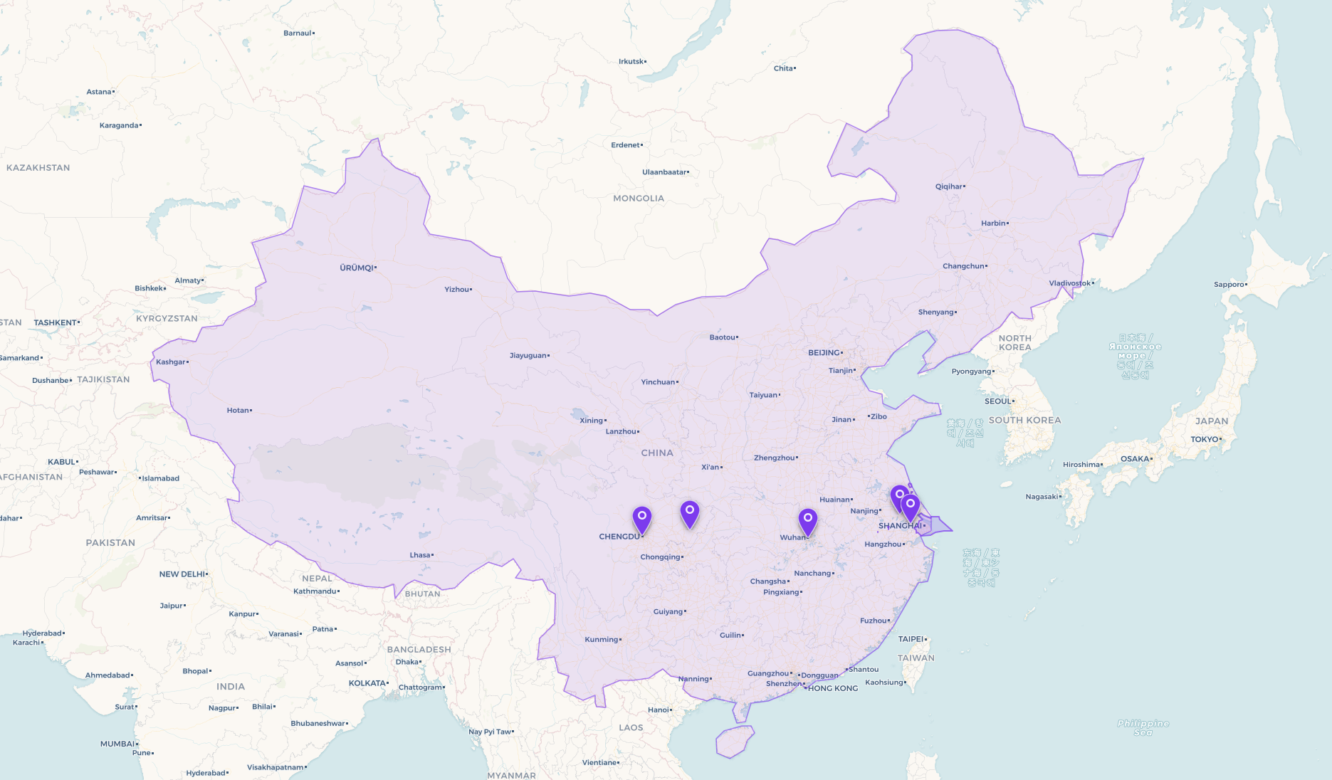 Country and city region highlighted on the map when a destination is added in Plan To Travel